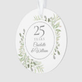 ソフトな水彩の葉 25周年記念 オーナメント (正面)