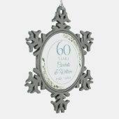 ソフトな水彩の葉 60周年記念 スノーフレークピューターオーナメント (左)