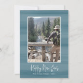 ソフトな水彩ブルーのお正月フォト シーズンカード (正面)