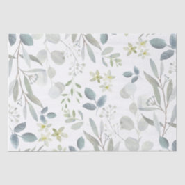 ソフトな水彩ボタニカルグリーン ユーカリ 薄葉紙