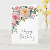 ソフトな水彩ローズの誕生日カード カード (黄色い花)