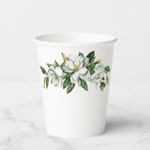 ソフトな水彩画のマグノリアとグリーンウェディングシャワー