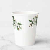 ソフトな水彩画のマグノリアグリーンウェディングシャワー 紙コップ (右)