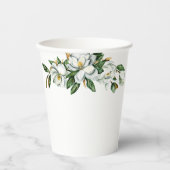 ソフトな水彩画のマグノリアグリーンウェディングシャワー 紙コップ (正面)