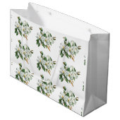 ソフトな水彩画のマグノリア柄 ブルー ラージペーパーバッグ (正面アングル)