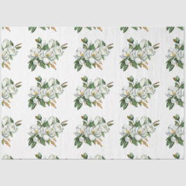 ソフトな水彩画のマグノリア柄 ブルー 薄葉紙