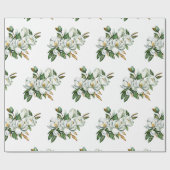 ソフトな水彩画のマグノリア ブルー パターン ラッピングペーパー (フラット)