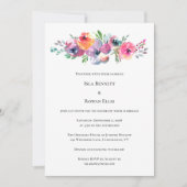 ソフトな水彩花のモダンでエレガントなウェディング 招待状 (正面)