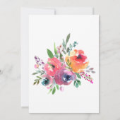 ソフトな水彩花のモダンでエレガントなウェディング 招待状 (裏面)