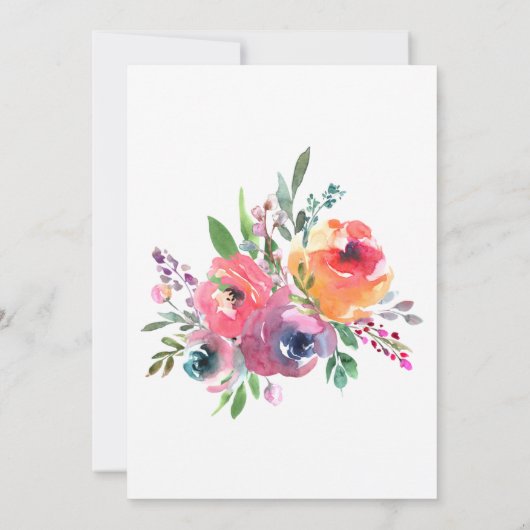 ソフトな水彩花のモダンでエレガントなウェディング 招待状 (裏面)