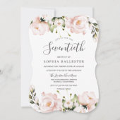 ソフトな水彩花の70歳誕生日パーティー 招待状 (正面)