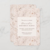 ソフトな水彩花柄のニュートラルベージュの招待状 招待状 (正面/裏面)