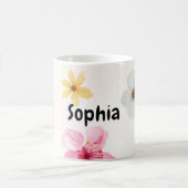 ソフトな水彩花柄の名入れマグカップ コーヒーマグカップ (中央)