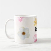 ソフトな水彩花柄の名入れマグカップ コーヒーマグカップ (左)