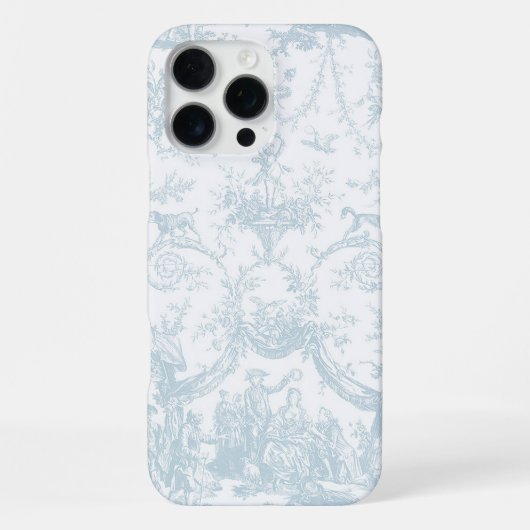 ソフトな淡い青と白のトワル iPhoneケース (裏面)