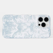 ソフトな淡い青と白のトワル iPhoneケース (裏面横)