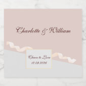 ソフトな紫とグレーのリボン装飾 スパークリングワインラベル (シングルラベル)