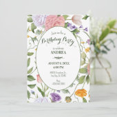 ソフトな花のバースデー 招待状 (スタンド正面)