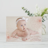 ソフトな花のフォト出生発表 案内状 (スタンド正面)