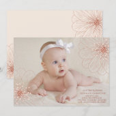 ソフトな花のフォト出生発表 案内状 (正面/裏面)