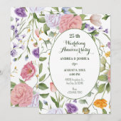 ソフトな花の結婚記念日 招待状 (正面/裏面)