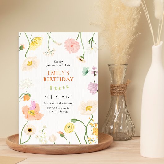 ソフトな花園の誕生日 招待状