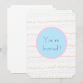 ソフトな花柄のストライプチケットカード 招待状 (正面/裏面)