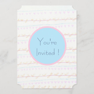 ソフトな花柄のヴィンテージストライプのチケットカード 招待状