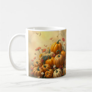 ソフトな花模様のカボチャ コーヒーマグカップ
