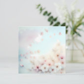 ソフトな花開く背景 水彩の花びら 招待状 (スタンド正面)