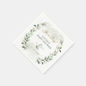 ソフトな葉のグリーンゴールドの花輪 ベビーシャワー スタンダードカクテルナプキン (角)