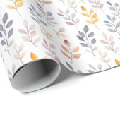ソフトな虹の葉のホワイト背景 ラッピングペーパー (ロールコーナー)