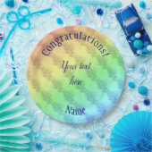 ソフトな虹色のデザイン おめでとうカード ペーパープレート (パーティー)