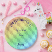 ソフトな虹色のデザイン おめでとうカード ペーパープレート (パーティー)