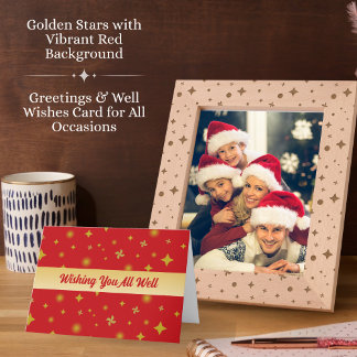 ソフトな輝きのゴールドスター&フローラルペタルパターン サンキューカード