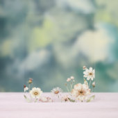 ソフトな野の花のボーダー 水彩背景 アクリルサイン (ニュートラル)