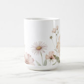 ソフトな野の花のボーダー 水彩背景 コーヒーマグカップ (中央)