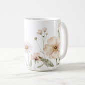 ソフトな野の花のボーダー 水彩背景 コーヒーマグカップ (正面右)