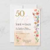 ソフトな野の花の50歳の誕生日お祝い セーブザデート (正面)