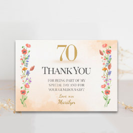 ソフトな野生の花 70歳の誕生日感謝 サンキューカード