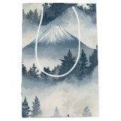 ソフトな雪の山の峰 - 青と白 ミディアムペーパーバッグ (正面)