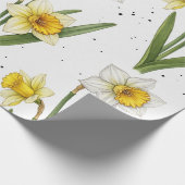 ソフトな黄色と緑の水仙の春の花柄 2 ラッピングペーパー (角)