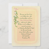 ソフトな黄色のウェディング誓約更新の花の枝 招待状 (正面)