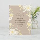 ソフトアイボリーの芍薬の結婚式 招待状 (スタンド正面)