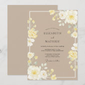ソフトアイボリーの芍薬の結婚式 招待状 (正面/裏面)