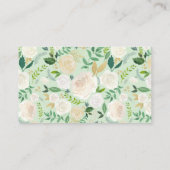 ソフトアイボリーフローラガーランド結婚と緑 プレイスカード (裏面)