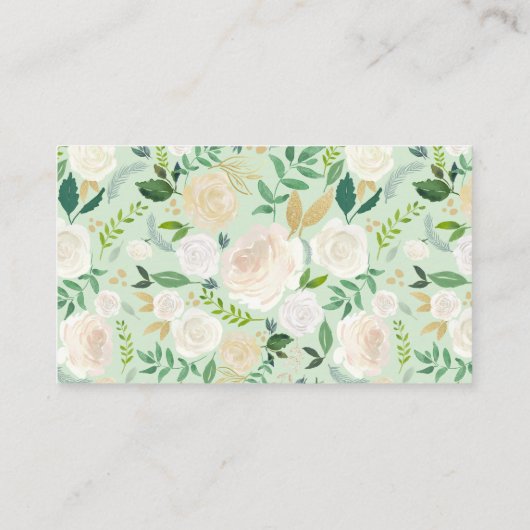 ソフトアイボリーフローラガーランド結婚と緑 プレイスカード (裏面)