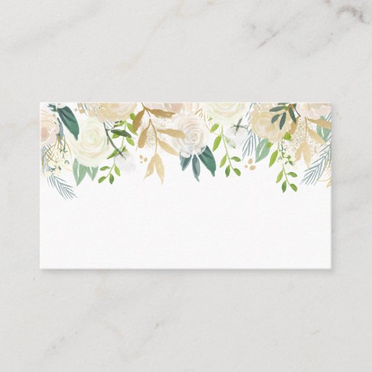 ソフトアイボリーフローラガーランド結婚と緑 プレイスカード (正面)