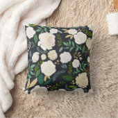 ソフトアイボリーフローラルパターン金ゴールドグリッターブラック クッション (ブランケット)