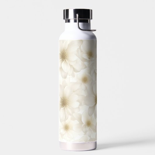 ソフトアイボリーフローラ抽象芸術 ウォーターボトル (左面)